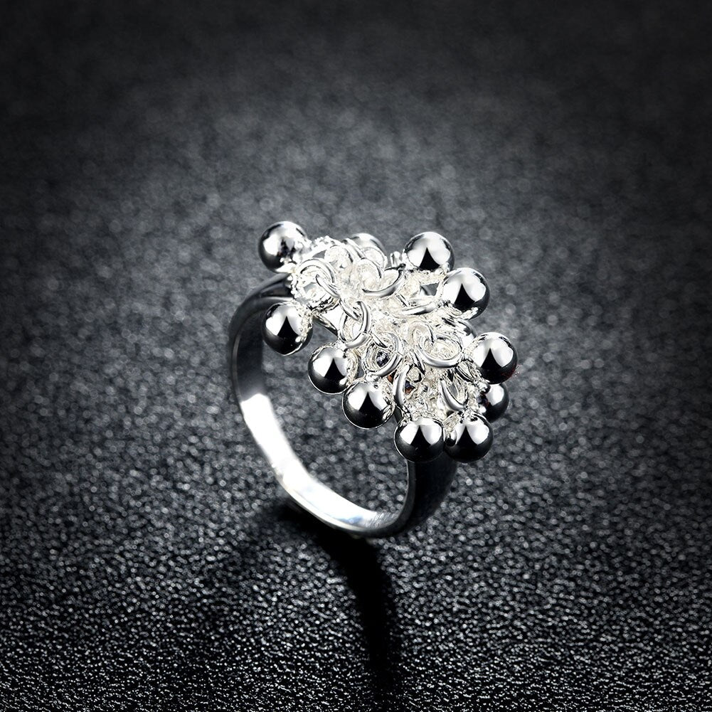korean 925 Sterling Silver beads Grape Rings for Women Size 6 7 8 9 10 fine Wedding Jewelry Charm Party Gifts