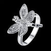 korean 925 Sterling Silver noble crystal beautiful Dragonfly Rings For Women wedding accessories Party Jewelry gifts