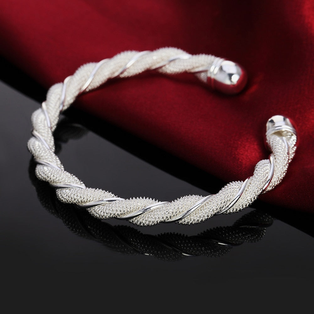korean 925 sterling Silver Bracelets fine Twisted wire bangles for Women Party  wedding accessories Jewelry