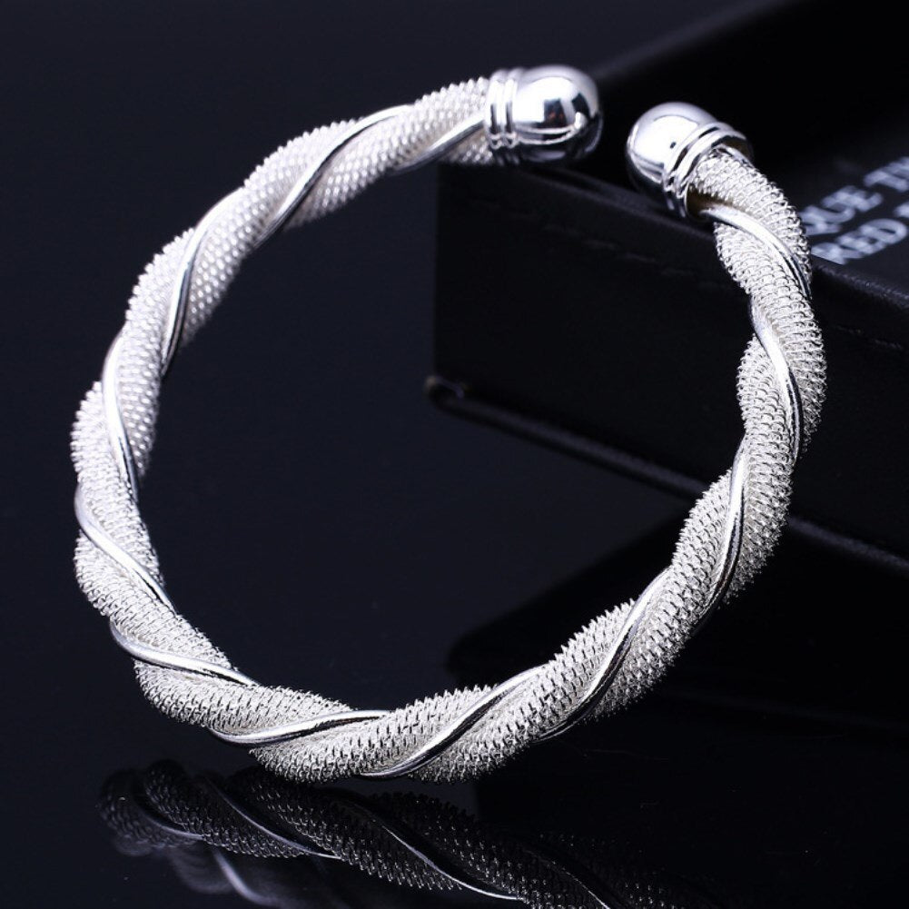 korean 925 sterling Silver Bracelets fine Twisted wire bangles for Women Party  wedding accessories Jewelry