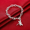 korean Pretty Zircon dragonfly pendant 925 sterling silver Bracelet for woman Wedding party jewelry Holiday gifts