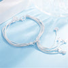 korean beautiful 925 sterling silver Tassel hanging heart snake chain Bracelet for woman Wedding party Gift fine Jewelry