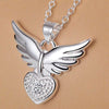 korean trend 925 Stamped Silver noble Zircon Heart wings Pendant Necklace For Women wedding party Jewelry gifts