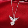 korean trend 925 Stamped Silver noble Zircon Heart wings Pendant Necklace For Women wedding party Jewelry gifts