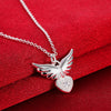 korean trend 925 Stamped Silver noble Zircon Heart wings Pendant Necklace For Women wedding party Jewelry gifts