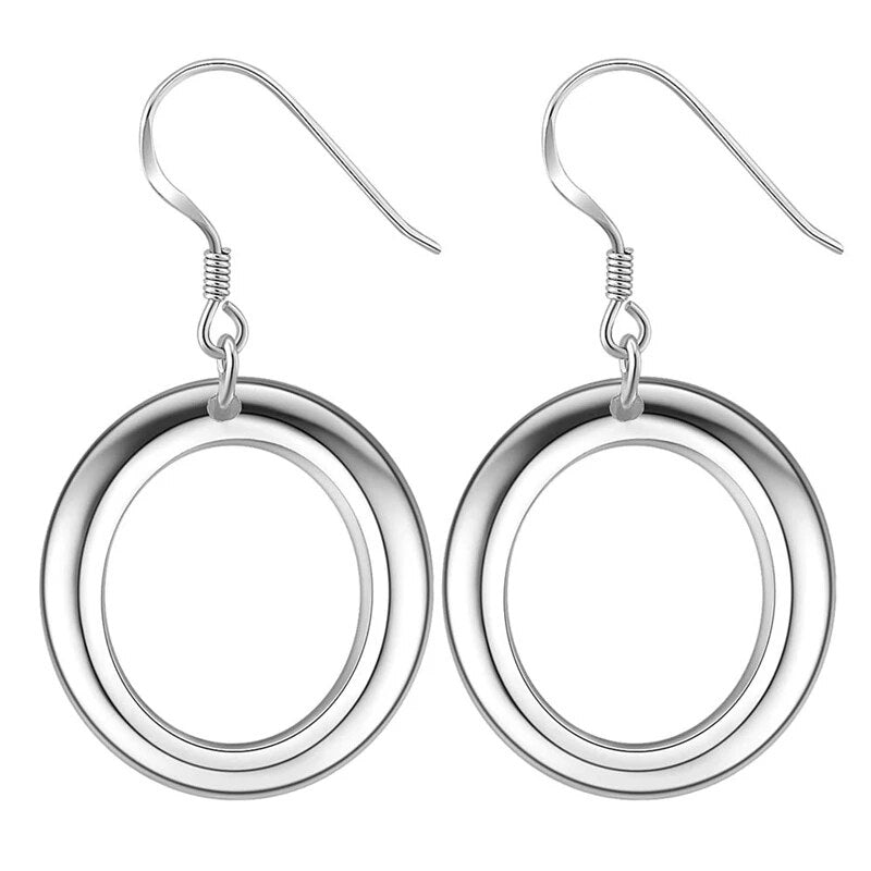 korean trend 925 Sterling silver charms circle earrings for women  designer jewelry party wedding accessories gift