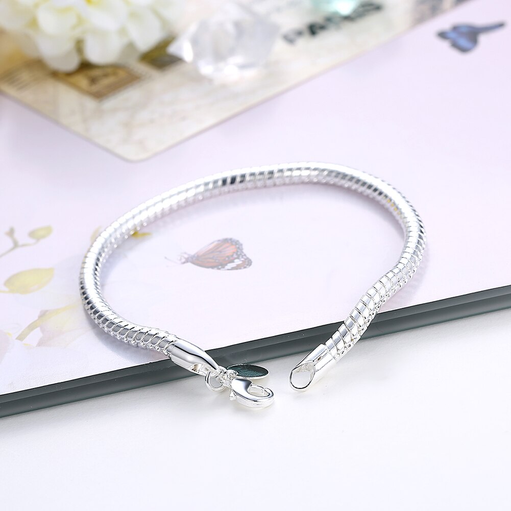 korean trend classic 4MM Snake bone 925 Sterling silver Bracelet for woman Wedding party Gifts cute noble jewelry 20cm