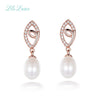 925 Sterling Silver Earrings Rose Gold Color Natrual Pearl Round Stud Earrings Jewelry For Women Bijoux
