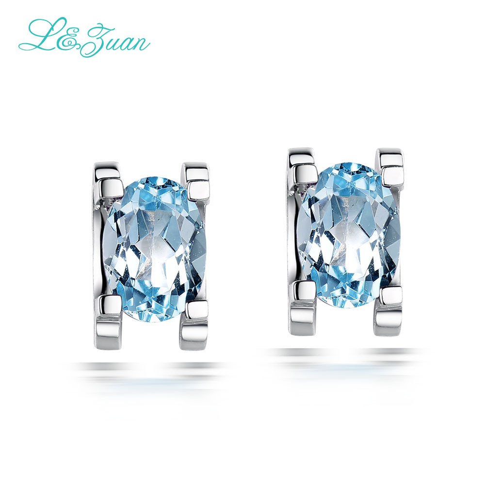 Earrings For Women 1.889ct Topaz Simple Round Romantic Party Stud Earrings 925 Sterling Silver Jewelry Birthd Present