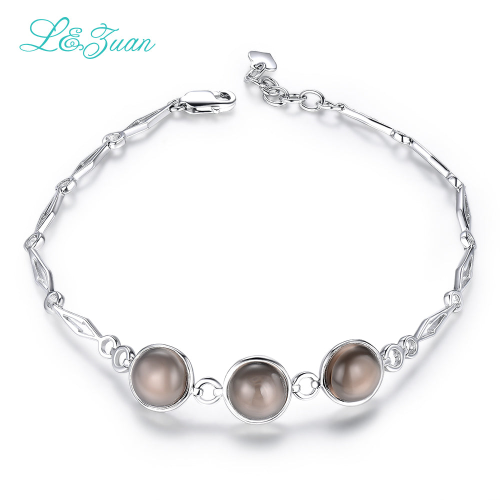 Fashion Silver Bracelet 5.48ct Natural Smoky Crystal Brown Stone Sterling Silver Jewelry Bracelets For Women