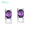 S925 Silver Womens Stud Earrings Classic Style 1.889ct Amethyst/Topaz Round Gemstones Fine Jewelry Party Gift