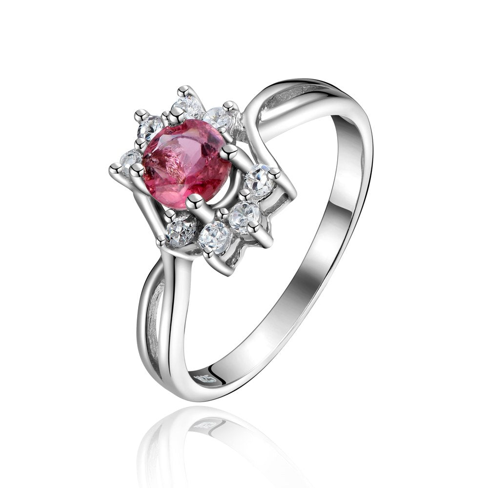 S925 Sterling Silver Bridal Wedding Rings For Women Fine Jewelry Oval-Shaped Natural Gems Pink Tourmaline Engagement Ring