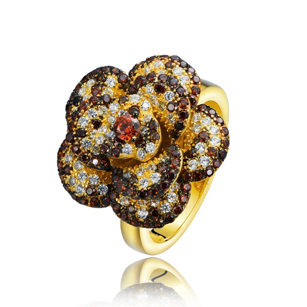 S925 Sterling Silver Jewelry Beautiful Baroque Style Flower Multicolor Zircon Rings For Women Party Christmas Gifts