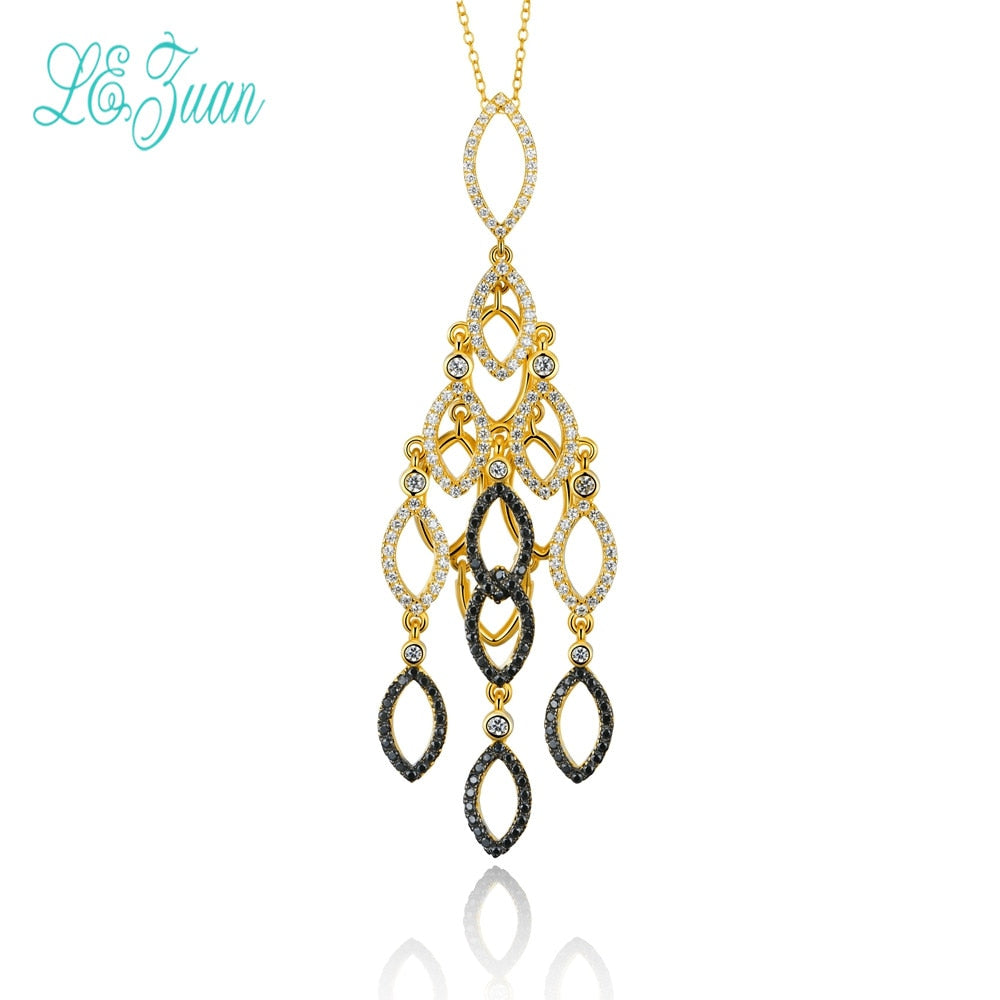 l&zuan Vintage Pendant Necklace For Women S925 Sterling Silver Fine Jewelry Beautiful Cubic Zirconia Pendant No Chain