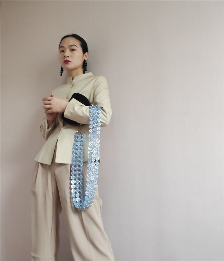large Wide shoulder strap retro acrylic resin chain color resin handmade detachable thick chain sash fashionable style good