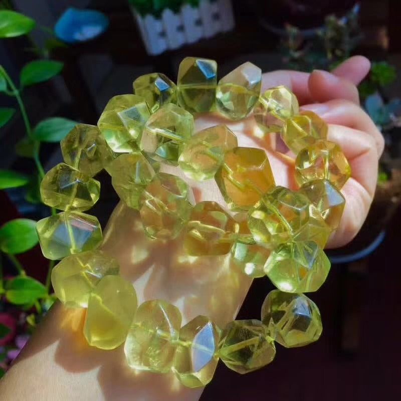 lemon quartz faceted 13*18mm baroque bracelet 7.5inch   beads nature gemstone