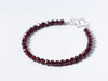 ( length,15CM-17.5cm) Real. 925 Sterling Silver Fine Jewelry 4MM natural Cute Red Garnet Stone Chain Bracelet GTLS496