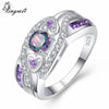 New Arrival Oval Heart Cut Design Multicolor & Purple White CZ Silver Color Ring Size 6 7 8 9 Fashion Women Jewelry Gift