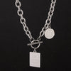 love me tender Square Round Tags Necklace Streetwear Harajuku Stainless Steel Hip-hop Choker Charm Necklaces Women Girl