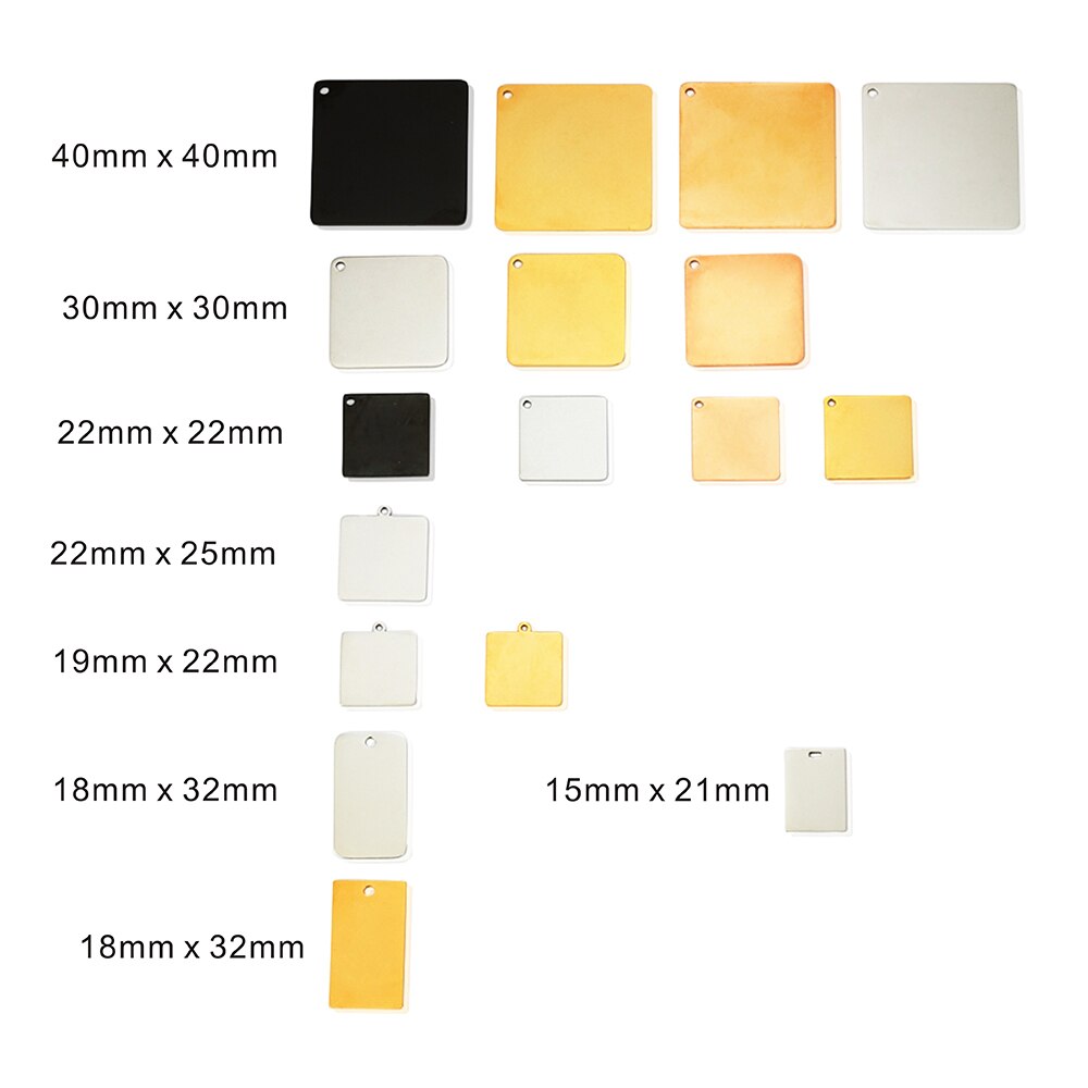 mirror polished square shape tags 10pcs/lot engraved logo brand name jewelry accessories  creative brand customizied pendant