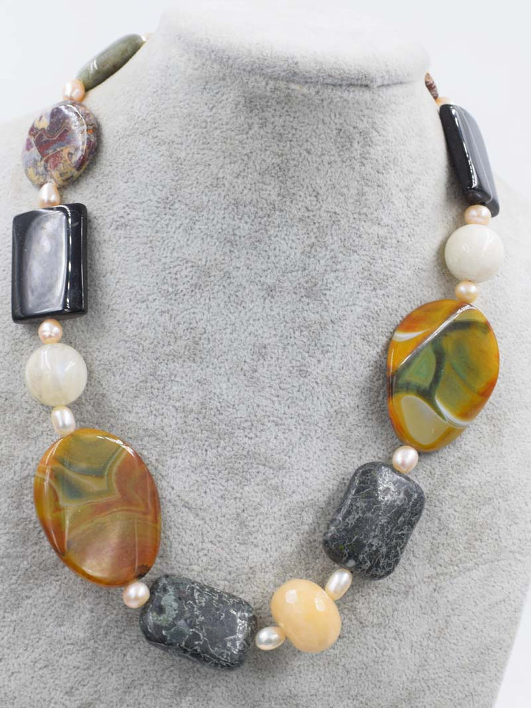 mix-shape colorful agate jade necklace 18nch   beads nature woman discount