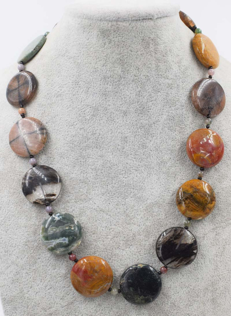 mix-shape colorful agate jade necklace 18nch   beads nature woman discount