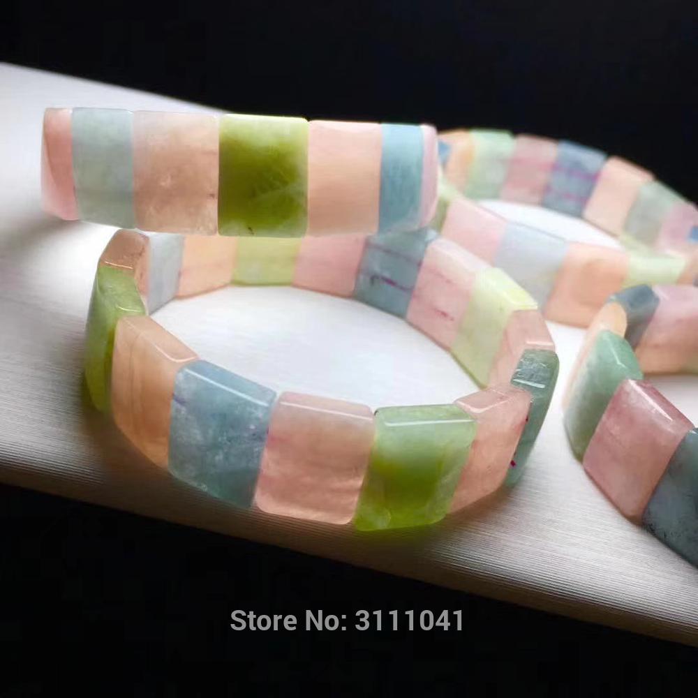 morganite square faceted 13*18mm multicolor bracelet 7.5inch   beads FPPJ