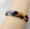 multicolor egg 12*8mm agate bracelet 7.5inch   beads nature