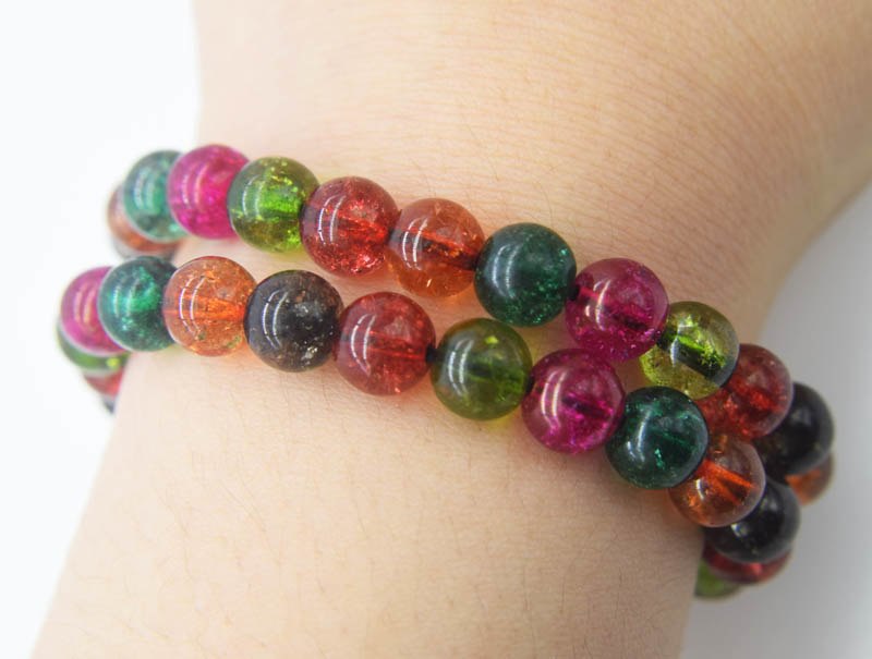 multicolor paring quartz round 8mm bracelet 7.5inch   beads nature