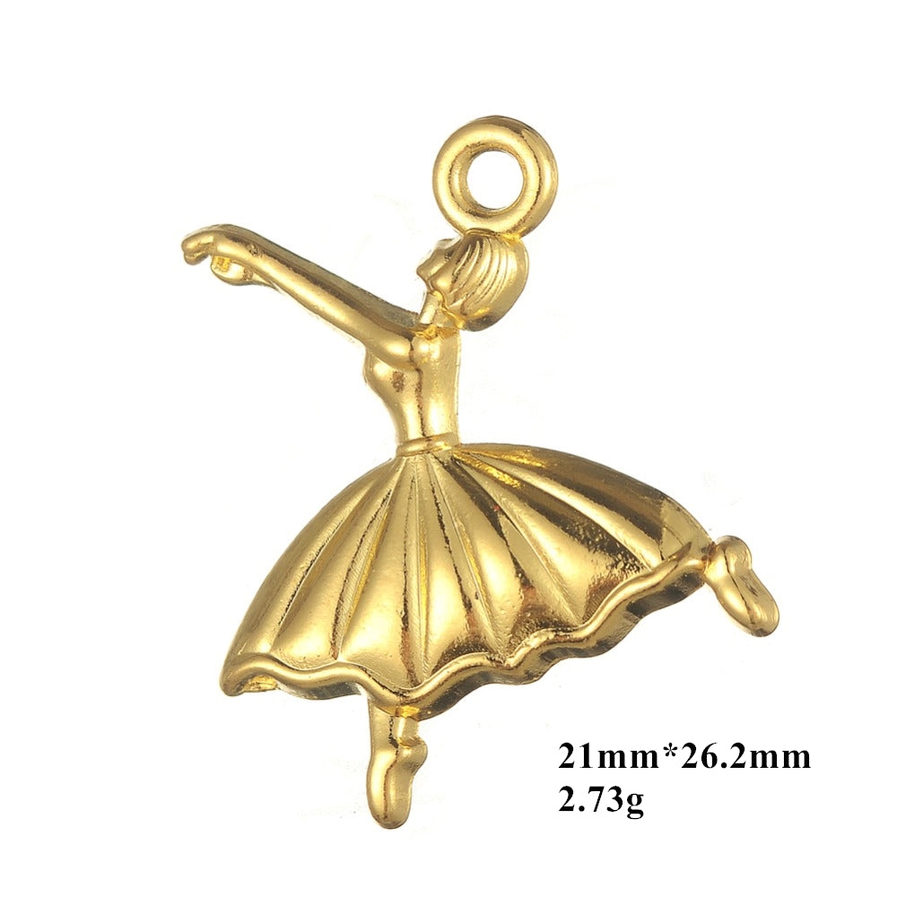 ballet charms Jewelry Shiny Silver Plated Ballerina Dancing Girl Charm Wholesale 10pcs lot