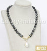 natural 18" 10mm round gray Rainbow labradorite white keshi pearl pendant necklace c329