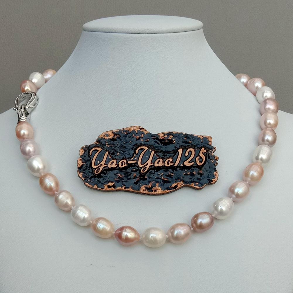 natural Freshwater Pearl Pink Purple White Rice Mixed Color Pearl Choker Necklace cz pave clasp  For Women Girl Jewelry Gift