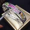 natural Multicolor tourmaline bangles natural gemstone Bracelet S925 silver Elegant wave geometry women wedding gift jewelery