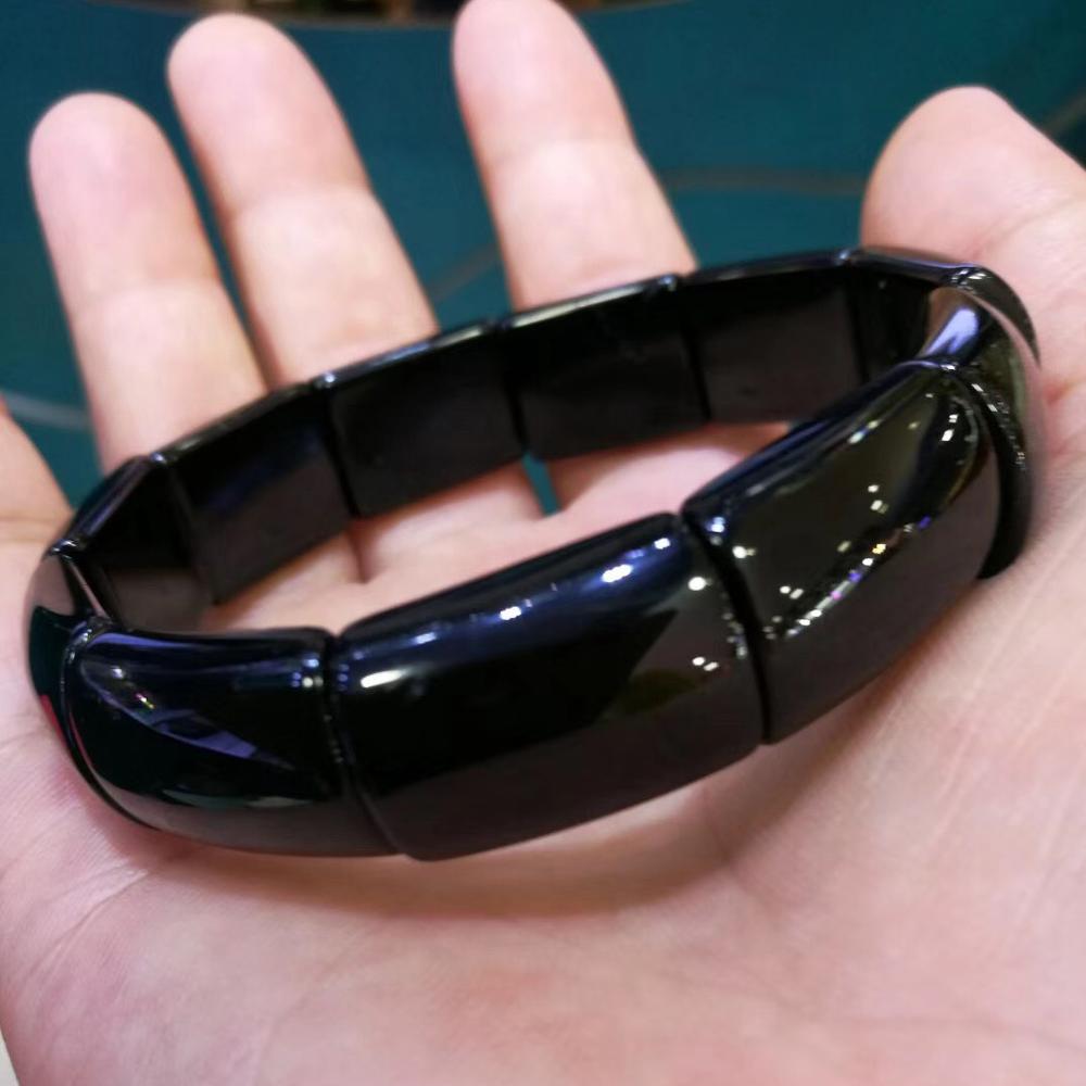 natural black tourmaline stone beads bracelet natural energy gemstone bangle for woman for gift   !