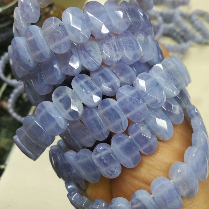 natural blue chalcedony stone beads bracelet natural gemstone bracelet DIY jewelry bracelet for woman for gift   !