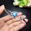 natural blue topaz gem bangles natural red gemstone Bracelet S925 silver Fashion Opening heart girl office gift party jewelery