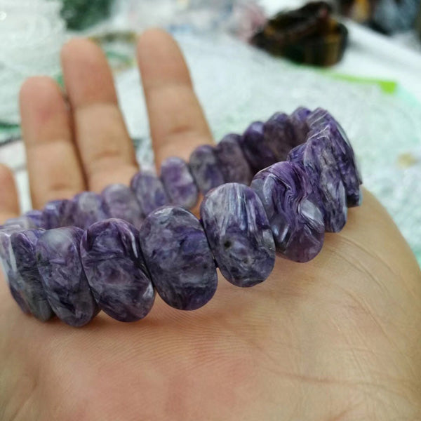 natural charoite stone beads bracelet natural gemstone bangle DIY jewelry bracelet for woman for gift   !