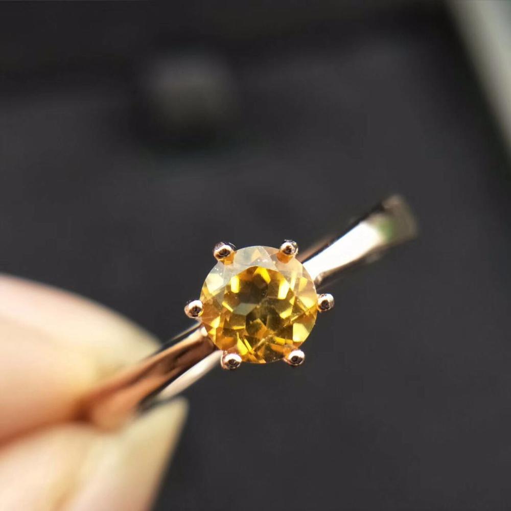 natural citrine gemstone ring 5mm*5mm natural citrine silver ring solid 925 sterling silver yellow crystal ring