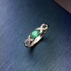 natural emerald 3mm*5mm ring inlaid jewelry   S925 Sterling Silver
