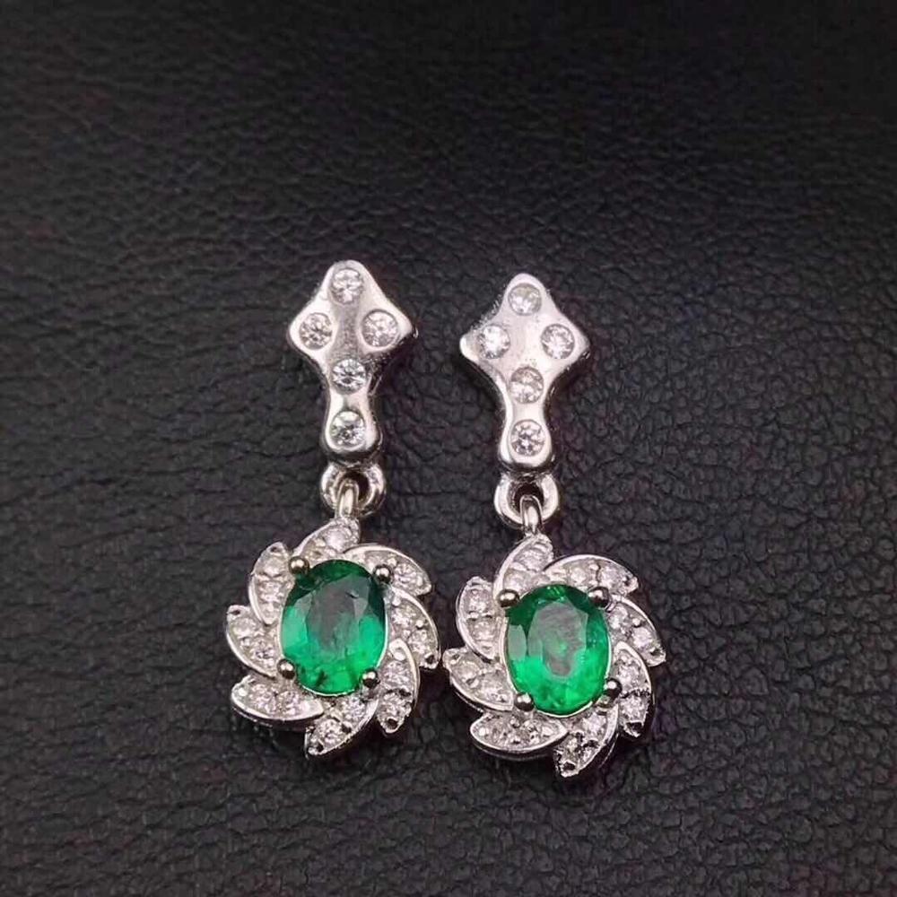 natural emerald earring in 925 sterling silver gemstone jewelry for women with gift box