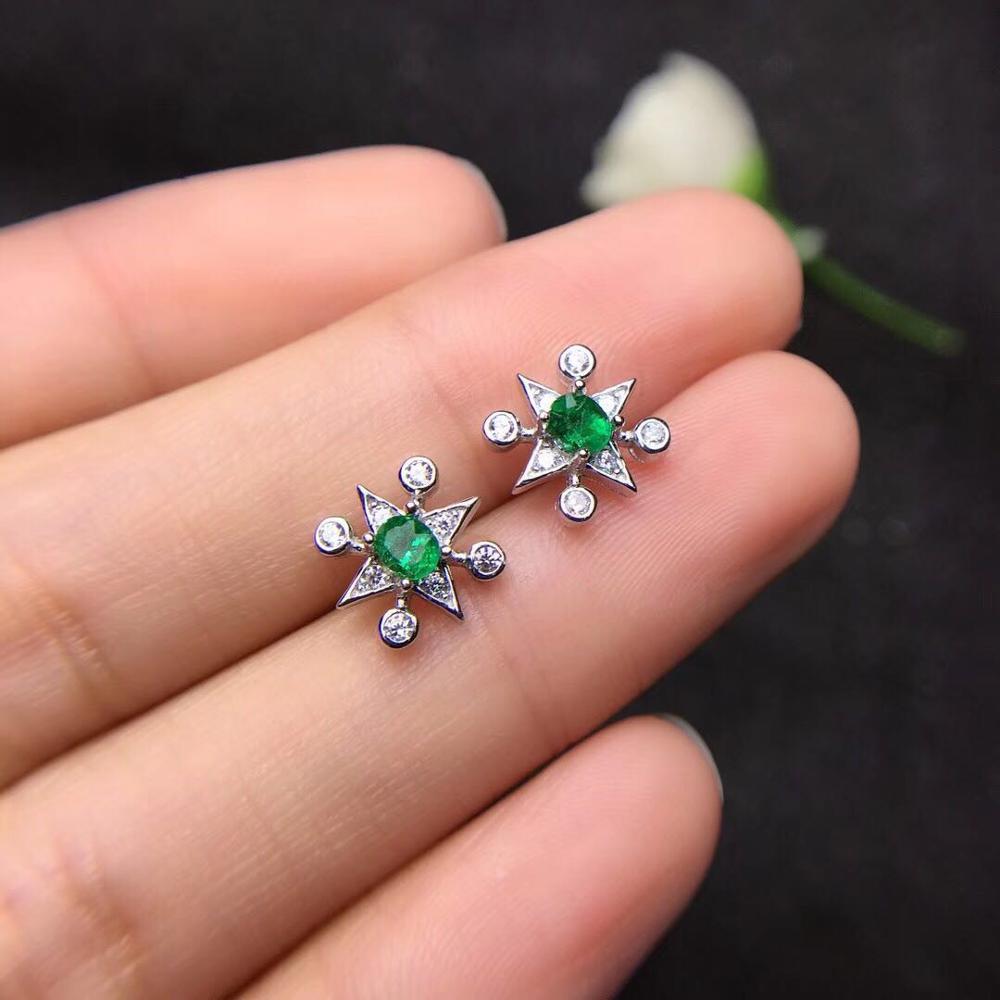 natural emerald earring in 925 sterling silver gemstone jewelry for women with gift box