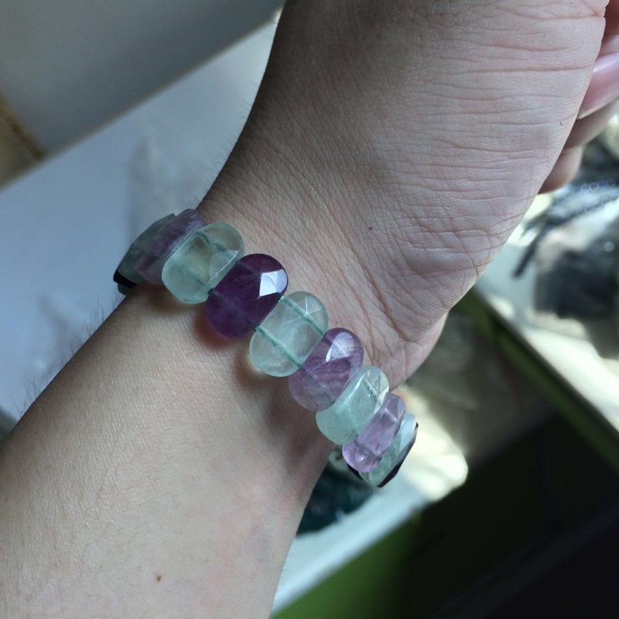 natural fluorite stone beads bracelet natural gemstone bangle fine jewelry for woman for gift   !