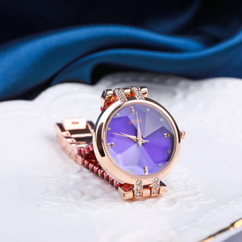 natural garnet stone bracelet & 33mm watch DIY jewelry for woman waterproof watch for summer beach   !