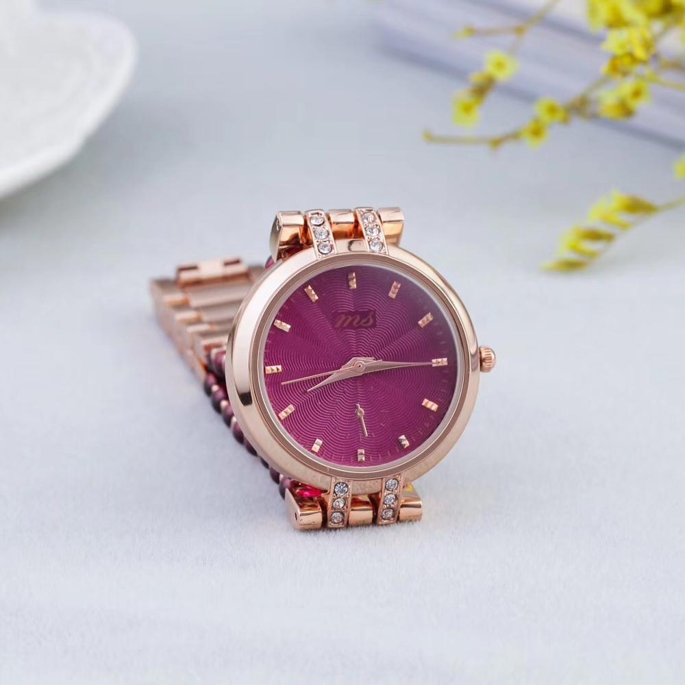 natural garnet stone bracelet & 33mm watch DIY jewelry for woman waterproof watch for summer beach   !