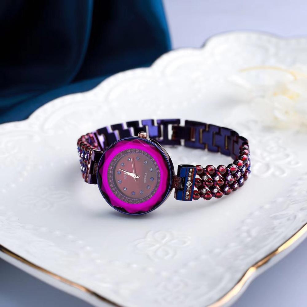 natural garnet stone bracelet & 33mm watch DIY jewelry for woman waterproof watch for summer beach   !