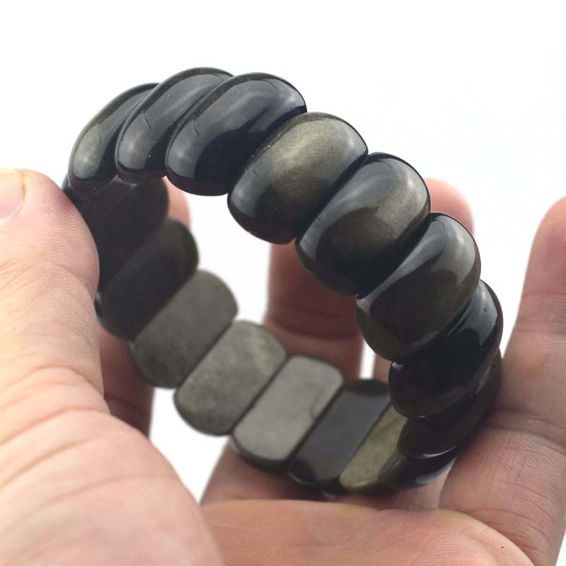 natural golden obsidian stone beads bracelet natural gemstone bangle DIY jewelry for woman for gift   !
