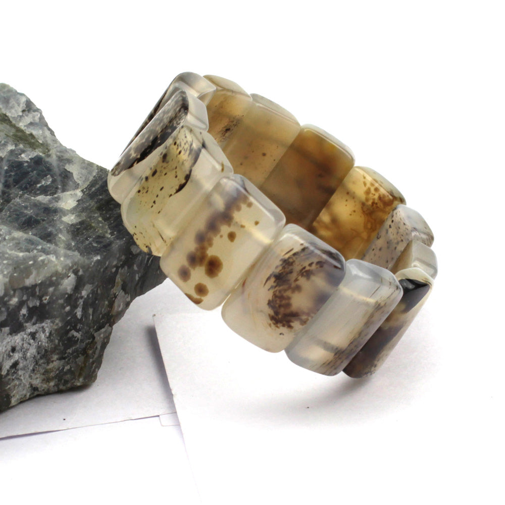 natural gr leaf agate stone beads bracelet natural gemstone bracelet DIY jewelry bracelet for woman for gift   !