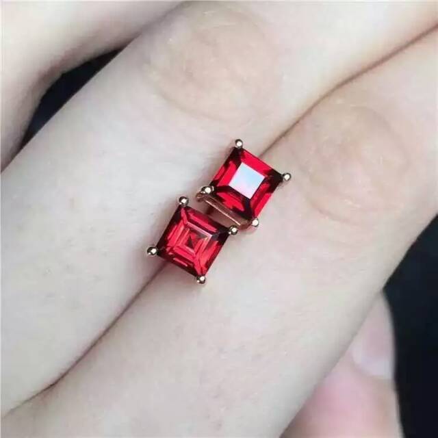 natural red garnet stone earrings 925 silver Natural gemstone earring women elegant fine Earrings for wedding