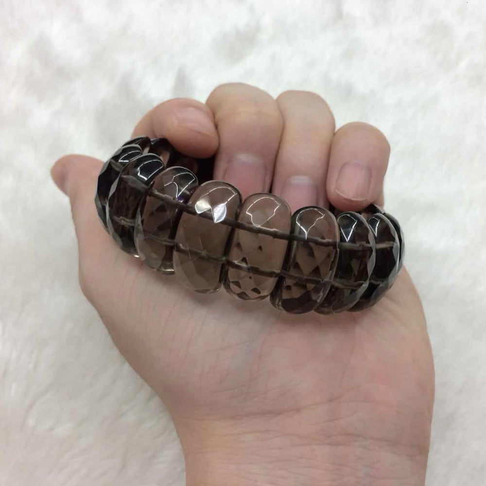 natural smoky quartz crystal stone beads bracelet natural gemstone bangle for woman for gift   !