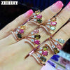 natural tourmaline gem ring genuine solid 925 sterling silver Real gem engagement woman jewelry